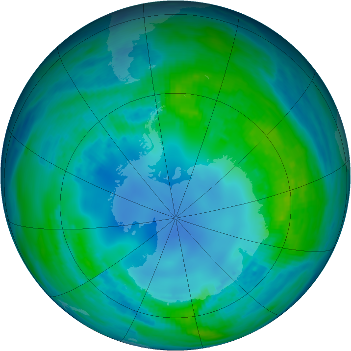 Antarctic ozone map for 02 May 1985